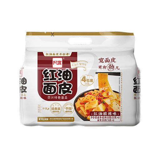 阿宽 红油面皮 4包 酸辣味 AKUAN CHILI OIL NOODLE HOT & SOUR FLAVOUR